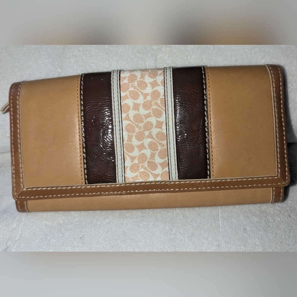Coach Tan and Brown Women's Bifold Wallet.